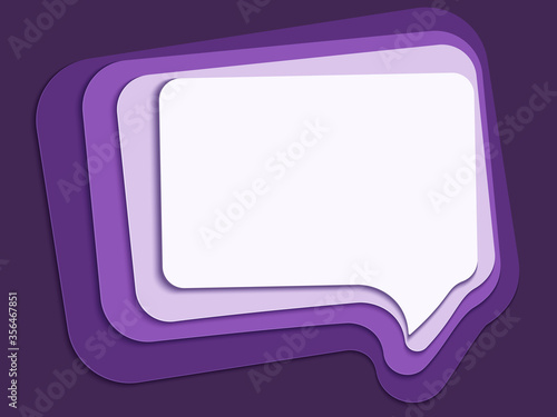 Speech bubble 3d paper cut layer art purple color