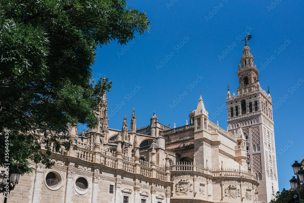Fototapeta premium Cathedral of Seville on a sunny day. Horizontal photography