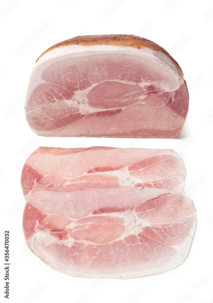Prosciutto cotto isolated on white background Prosciutto cotto isolated on white background
