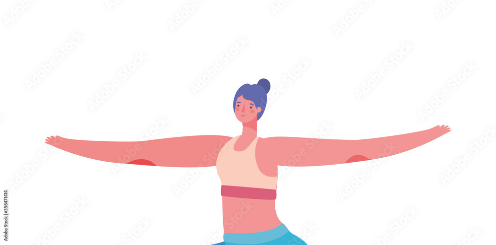 Woman with sportswear doing yoga design, Stay at home gym sport and bodybuilding theme Vector illustration Woman with sportswear doing yoga design, Stay at home gym sport and bodybuilding theme Vector illustration