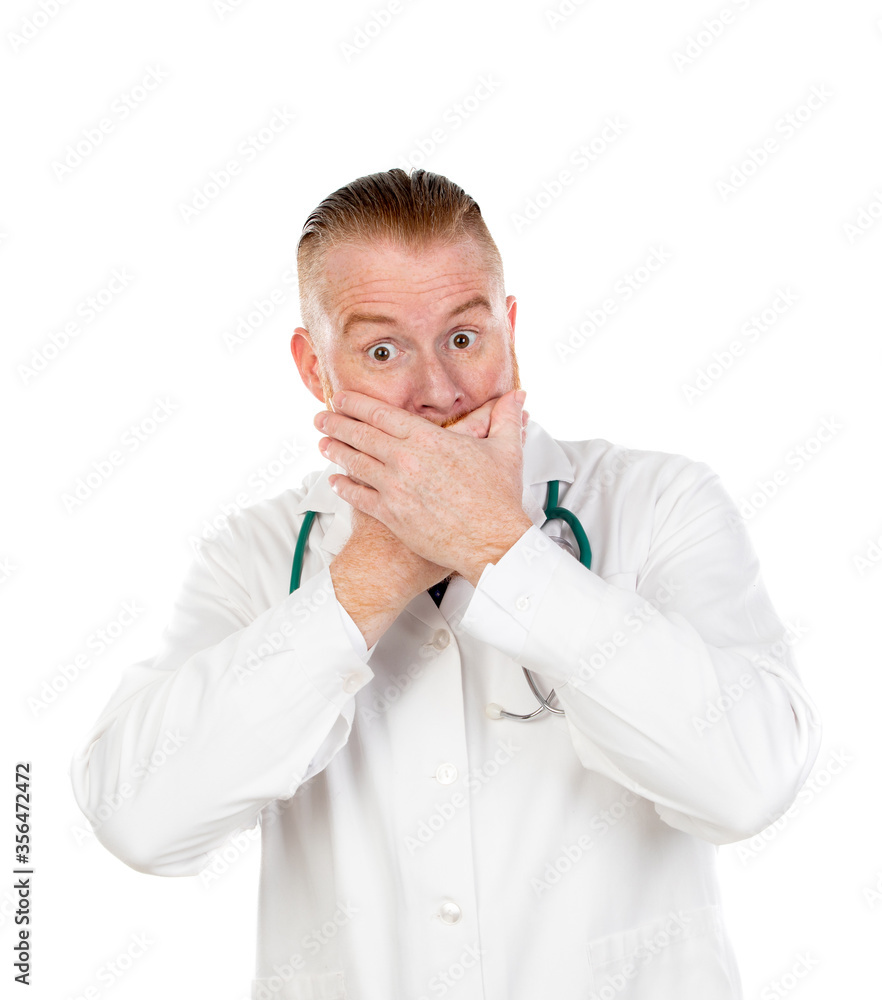 Redhead doctor with a medical gown Redhead doctor with a medical gown