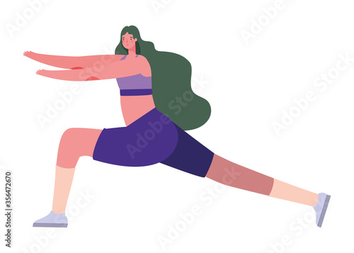 Woman with sportswear doing yoga design, Stay at home gym sport and bodybuilding theme Vector illustration