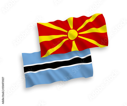 Flags of Botswana and North Macedonia on a white background