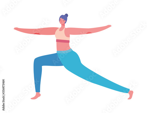 Woman with sportswear doing yoga design, Stay at home gym sport and bodybuilding theme Vector illustration