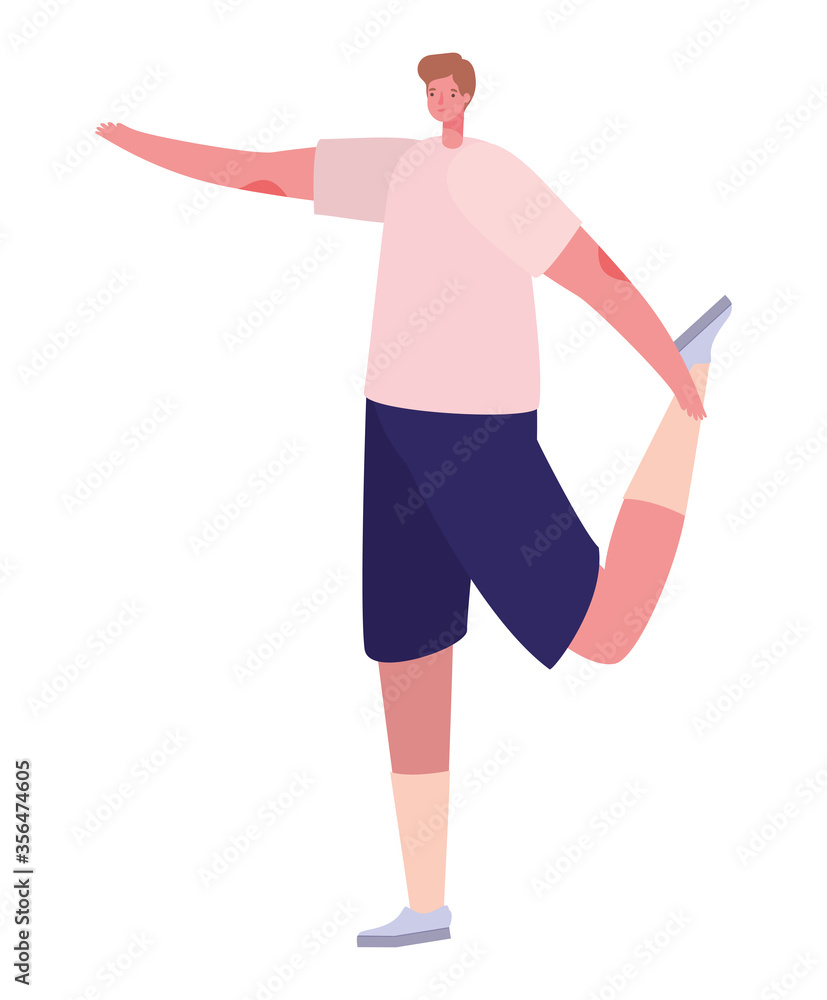 Man with sportswear doing yoga design, Stay at home gym sport and bodybuilding theme Vector illustration
