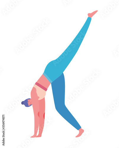 Woman with sportswear doing yoga design, Stay at home gym sport and bodybuilding theme Vector illustration