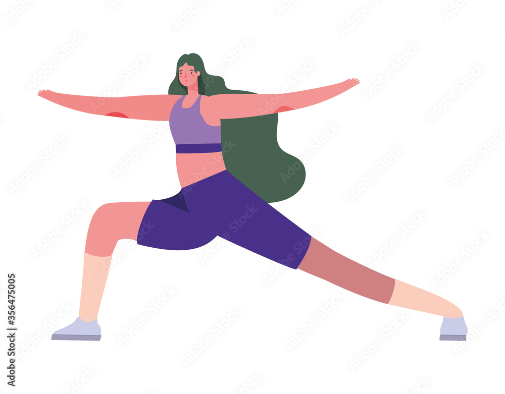 Woman with sportswear doing yoga design, Stay at home gym sport and bodybuilding theme Vector illustration Woman with sportswear doing yoga design, Stay at home gym sport and bodybuilding theme Vector illustration