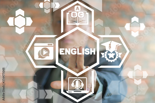 Fluency in English Education Concept. English Language Online Modern Learning Courses.