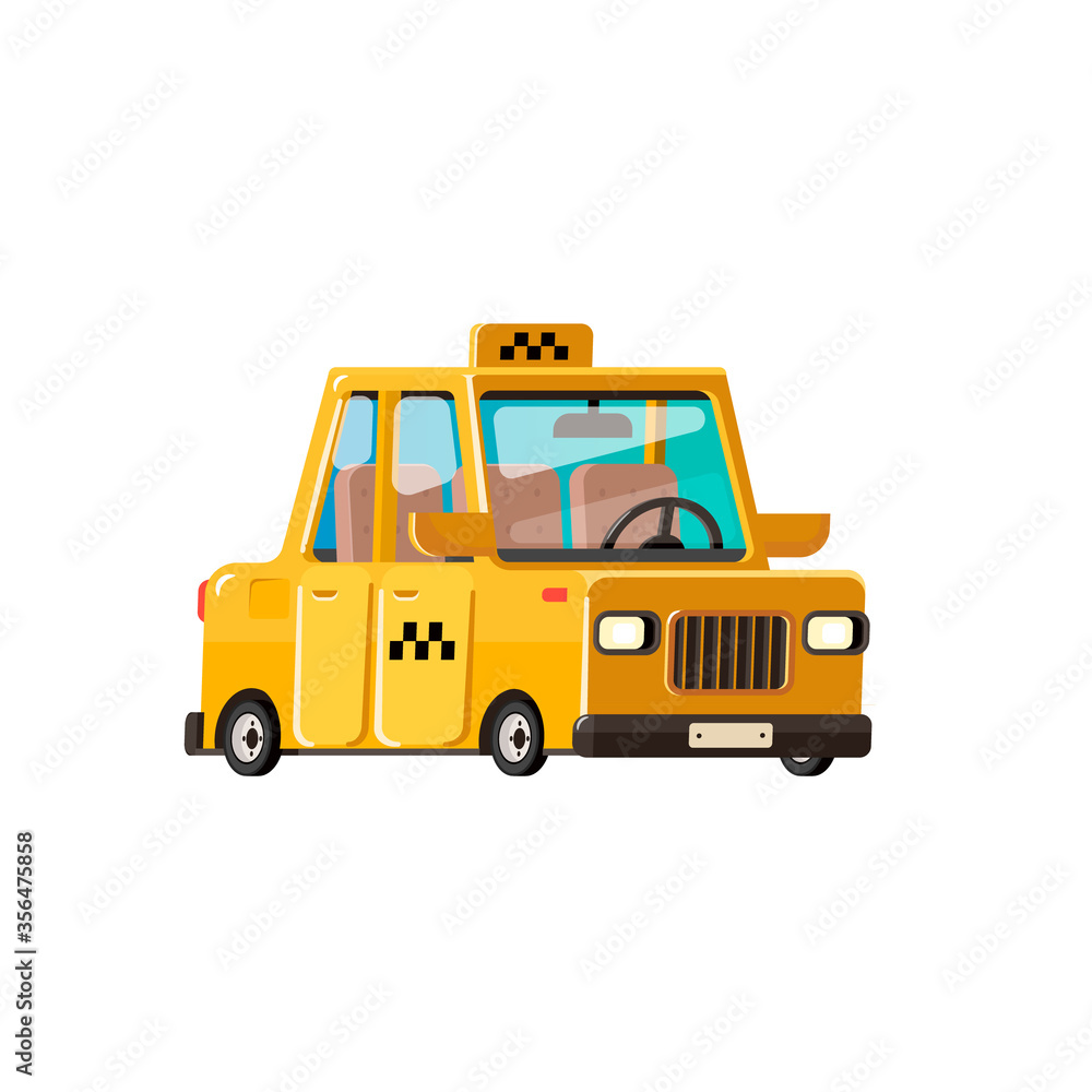 Taxi. Yellow car. Transport. Vector illustration.