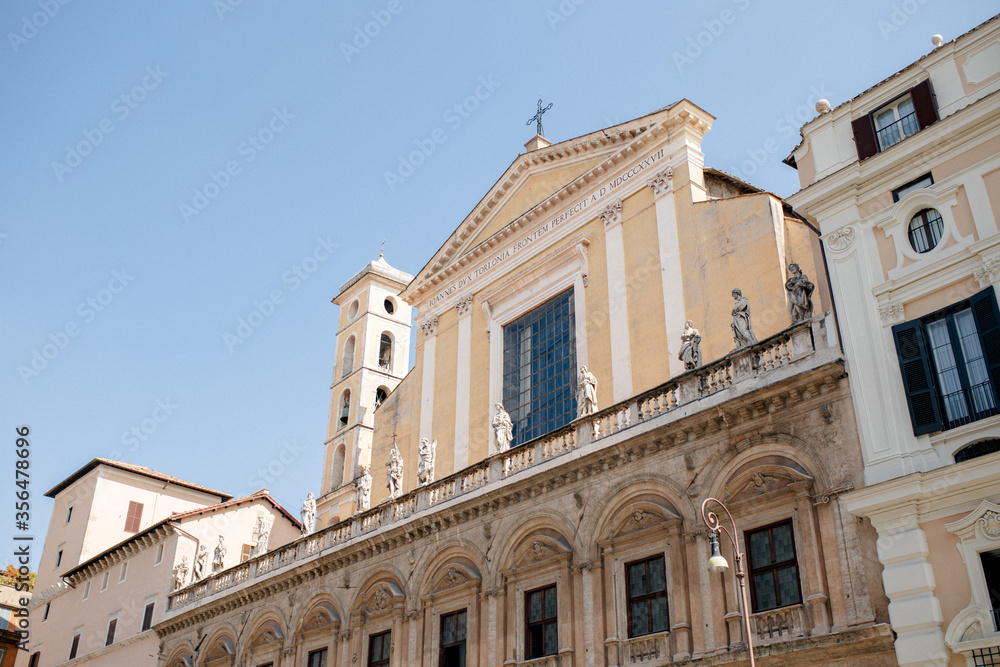 Facade of the Roman Cathedral in the city center.  beauty of italian architecture