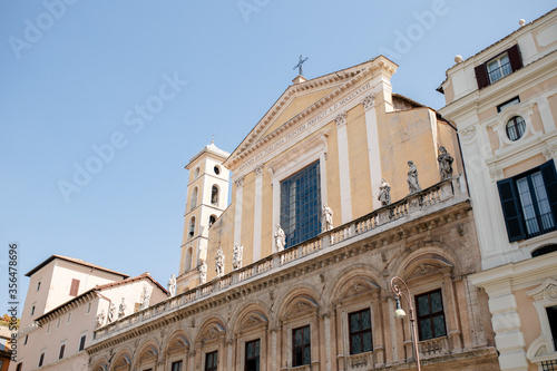 Facade of the Roman Cathedral in the city center. beauty of italian architecture