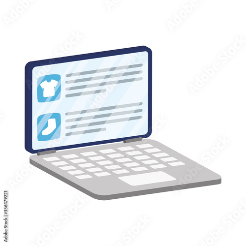business online ecommerce in laptop with clothes