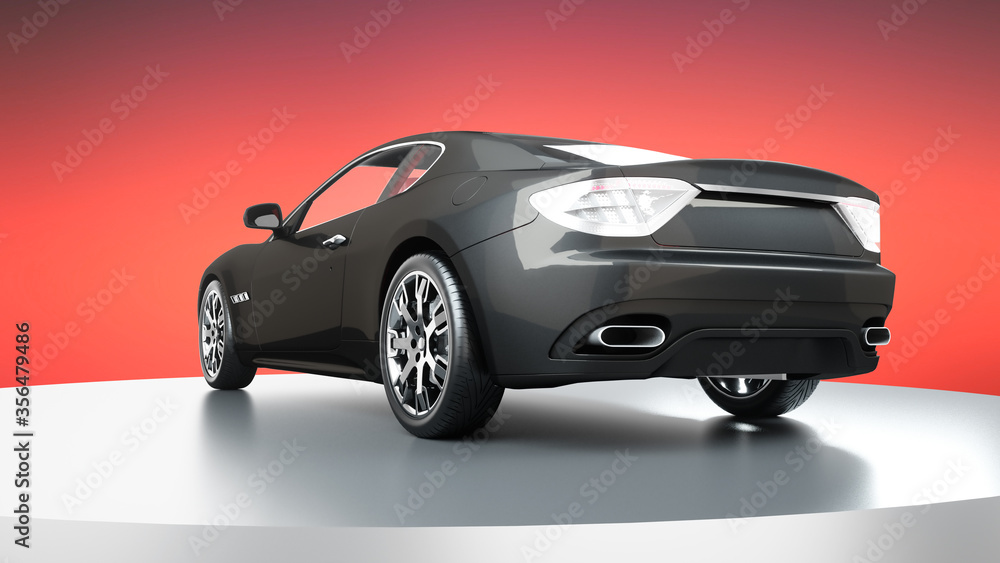 luxury black sport car . realistic 3d rendering.