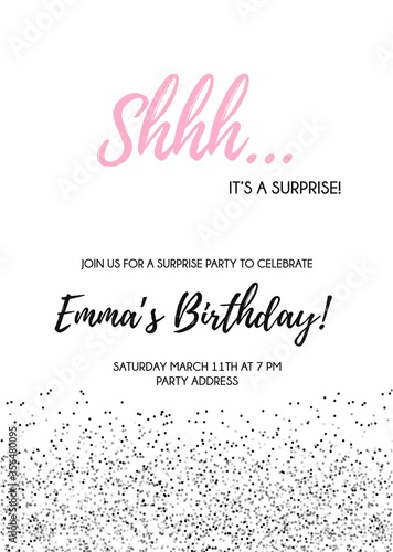 Shh... surprise secret party invitation vector design card