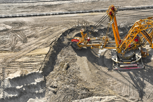 Bild auf Leinwand Bucket-wheel excavator for surface mining in a lignite quarry, Heavy industry
