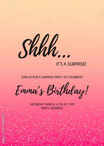 Shh... surprise secret party invitation vector design card