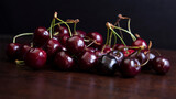 Close-up on cherries with a black background