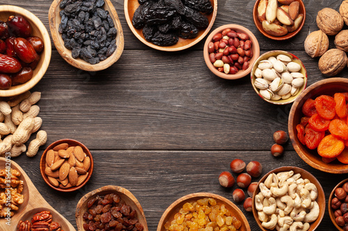 Various dried fruits and nuts