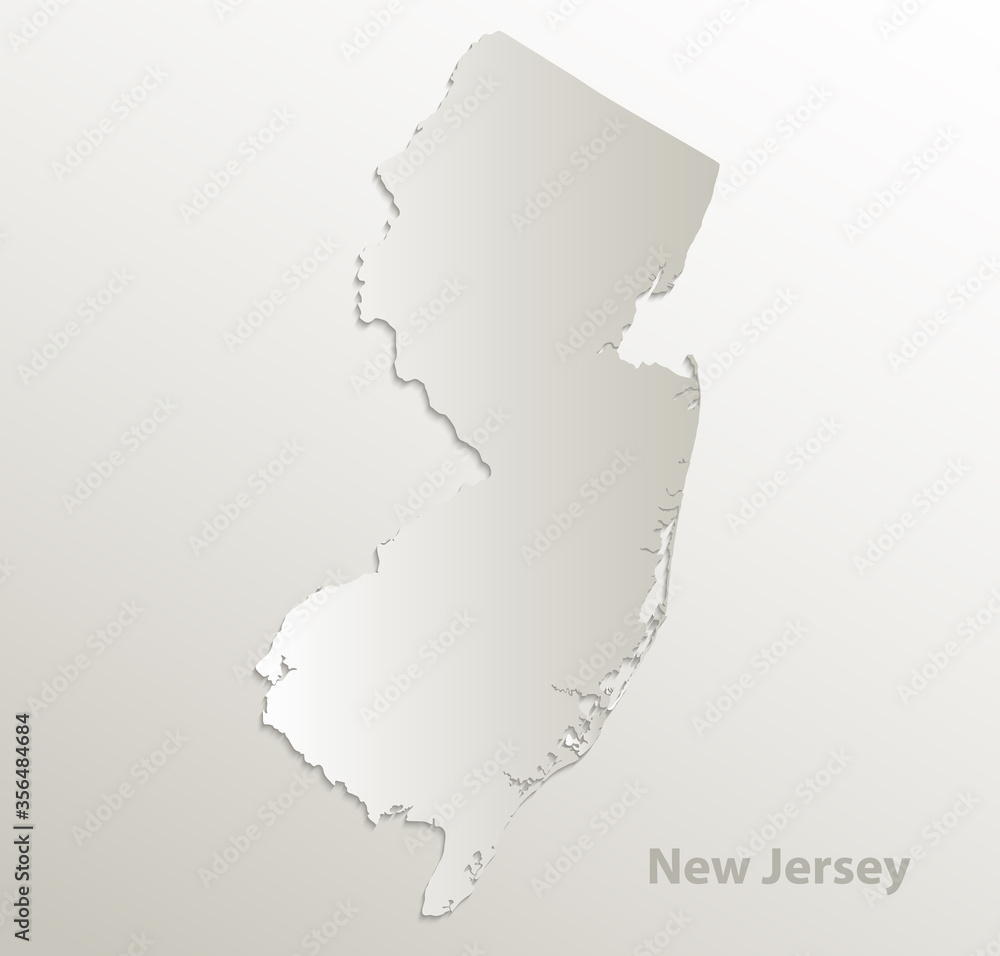 New Jersey map card paper 3D natural vector