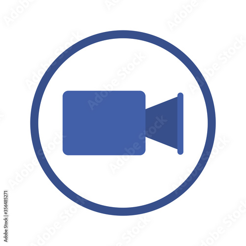 videocamera inside circle design, media film technology equipment movie digital camcorder cinema and studio theme Vector illustration
