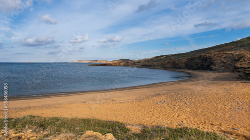 mica beach, abandoned paradise beaches in Menorca, a Spanish Mediterranean island, after the covid 19 coronavirus crisis