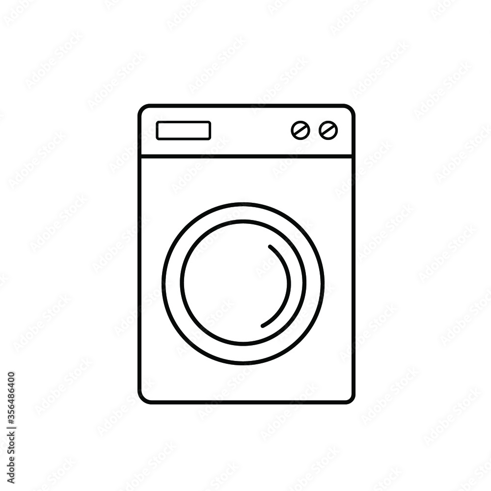 Washer icon. Appliance vector icon. Washer icon vector. Washer thin line design. Vector image. Washer icon. Appliance vector icon. Washer icon vector. Washer thin line design. Vector image.