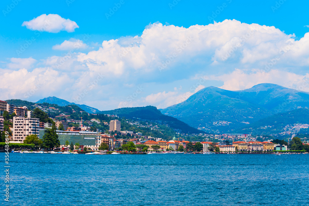 Lugano lake and city, Switzerland