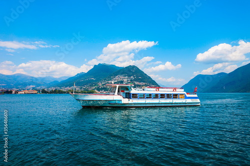 Lugano lake and city, Switzerland photo