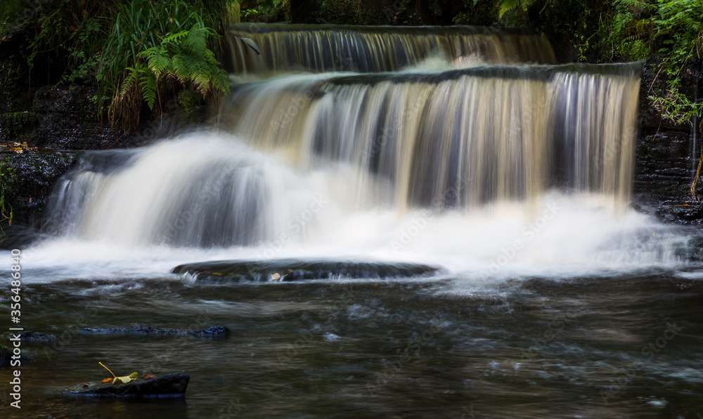 Fototapeta premium Series of cascades on the Rivelin River