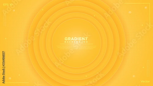Abstract orange gradient circle background. With overlap layer wavy shape halftone patterns. Vector background.