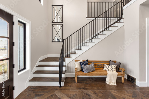 Entrance and stairs in new luxury home