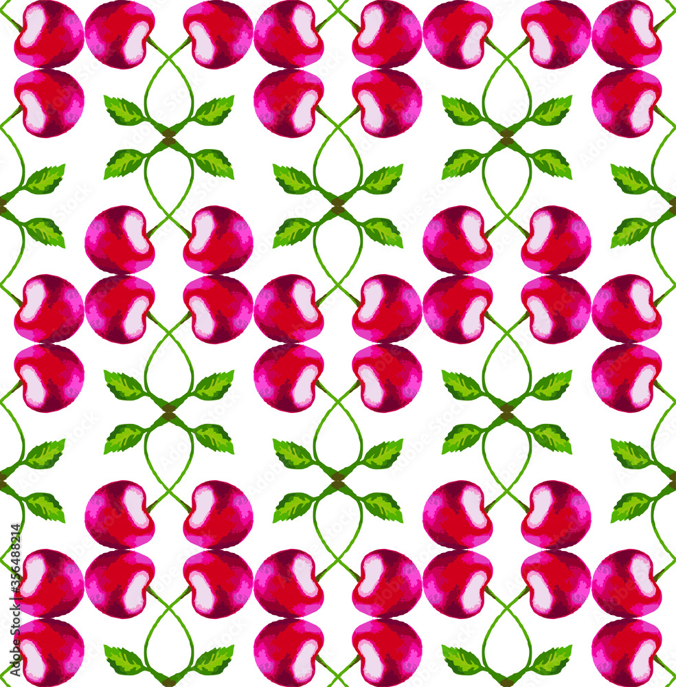 seamless white background with cherry pattern seamless white background with cherry pattern