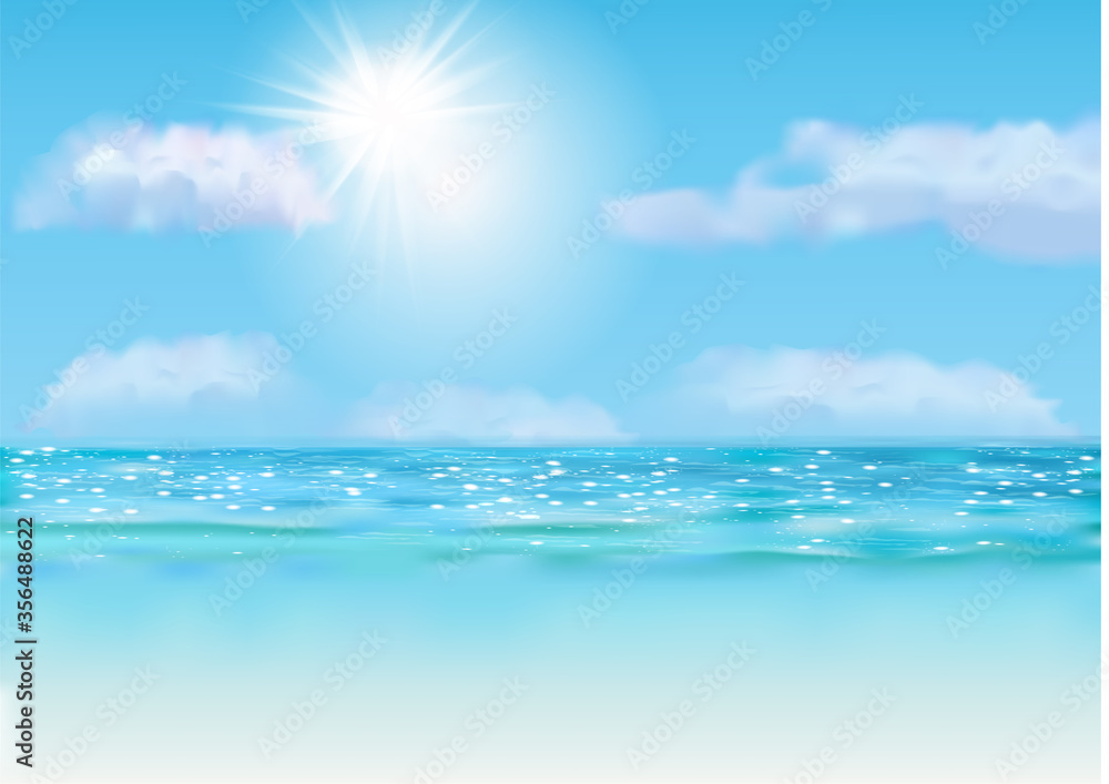 Obraz premium Seaside view, summer beach, vacation background. Vector eps10 illustration.