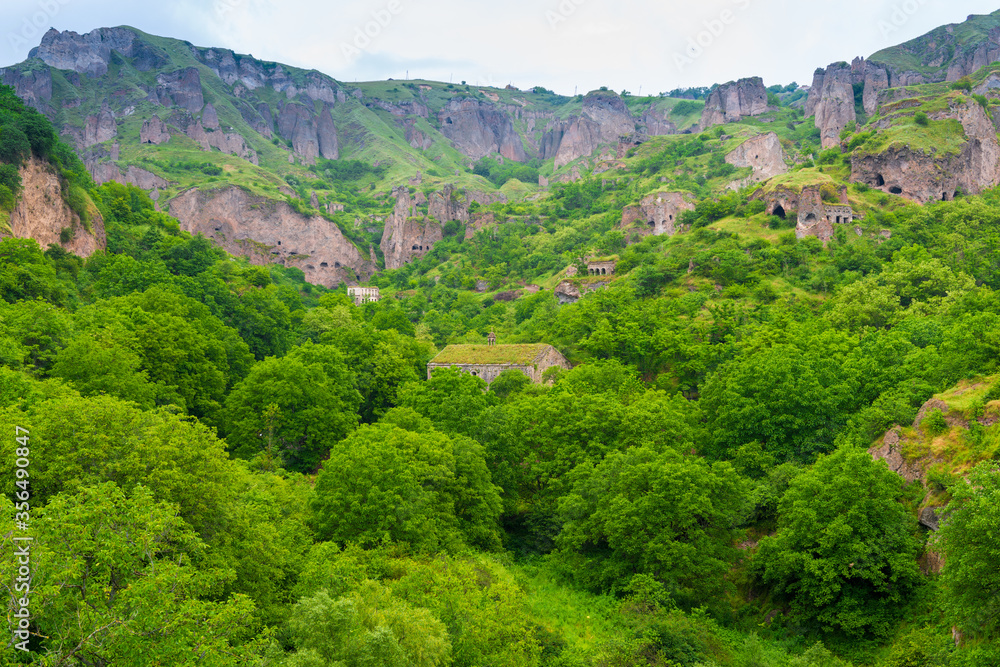 View of the historical cave city Khndzoresk, a landmark of Armenia