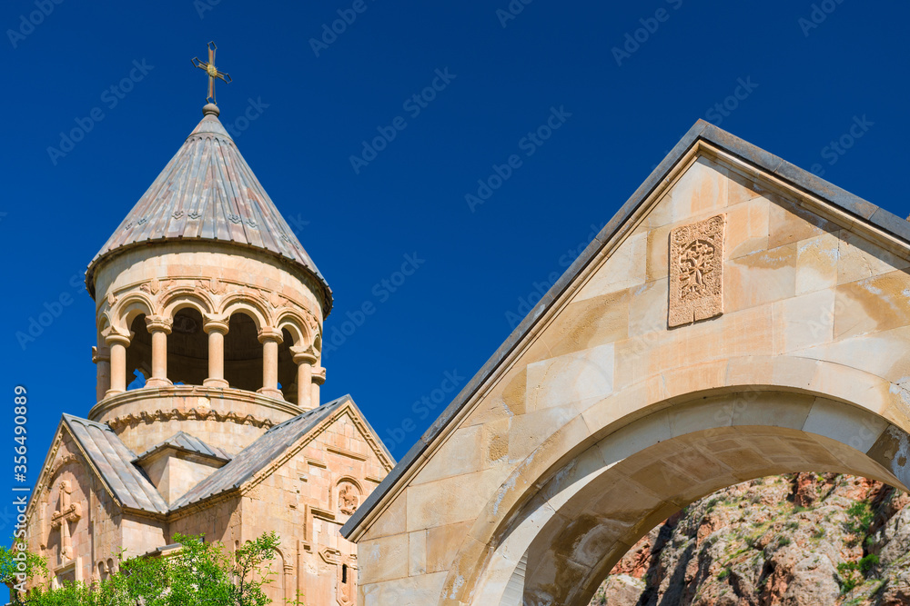 View of the Entrance to the Noravank Orthodox Monastery, a landmark of Armenia