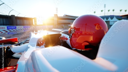 Fotografia Racer of formula 1 in a racing car