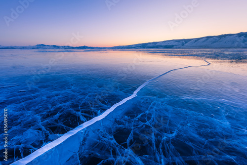 The popular sights of Lake Baikal in Russia, the stunning winter landscape.