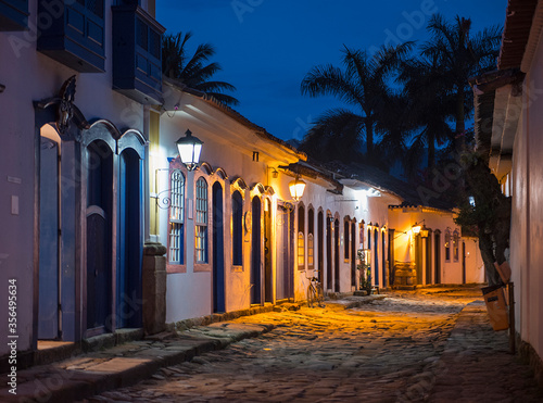 street scene in the colonial town of Paraty in Brazil photo