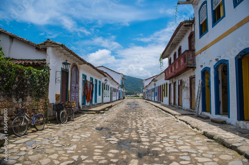 street scene in the colonial town of Paraty in Brazil photo