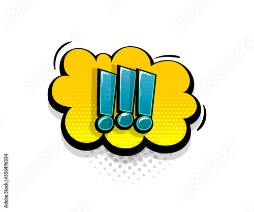 Comic text exclamation mark speech bubble pop art style
