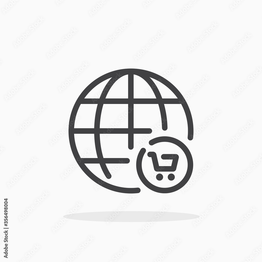 World commerce icon in line style. Editable stroke. World commerce icon in line style. Editable stroke.