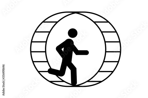 Man running in a hamster wheel vector. Concept of a man running in a circle like a hamster vector illustration. social issues problem. Vector.