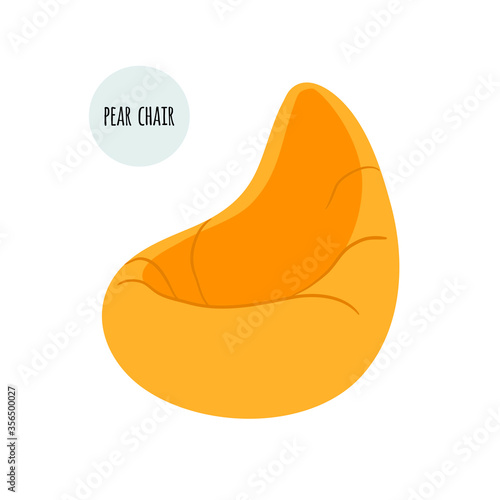 Furniture for rest a soft chair pear. Flat style. Vector stock illustration. Isolated on white background.