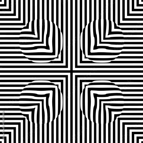 Optical illusion lines background. Abstract 3d black and white illusions. Conceptual design of optical illusion vector. EPS 10 Vector illustration