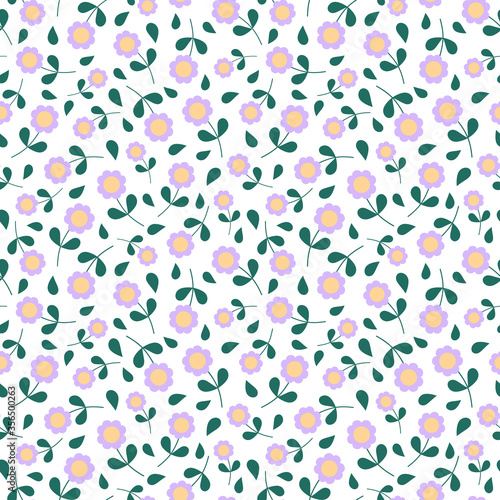 Vector seamless pattern of retro daisies.