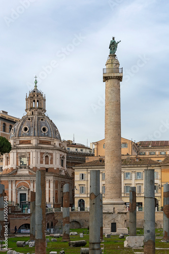 Trajan's column and Ruins of Trajan's Forum, Rome, Italy