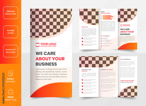 6 pages brochure, corporate design template for business brochure cover. Graphic design layout, graphic elements and space for photo background.