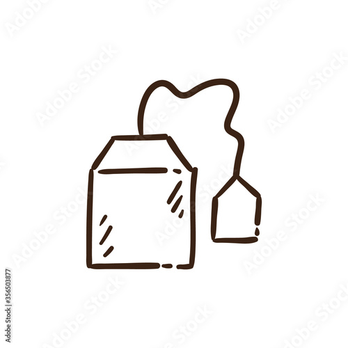 Tea bag doodle icon. Hand drawn illustration of tea bag.