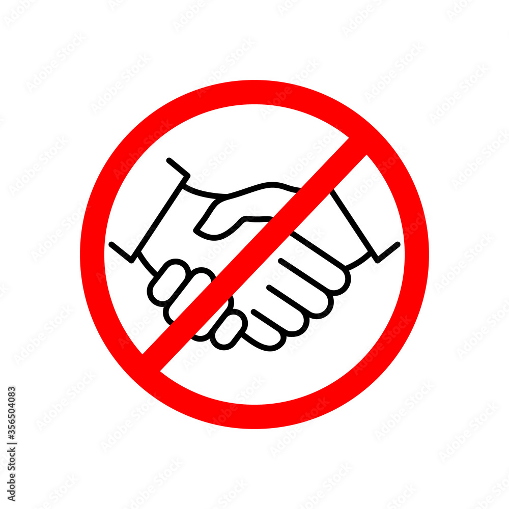 No handshake line vector. Not allow handshake symbol in red circle. Vector illustration isolated No handshake line vector. Not allow handshake symbol in red circle. Vector illustration isolated