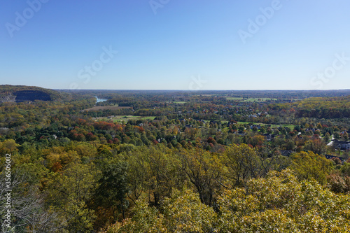 Washington Crossing, PA: View of the Delaware River and Pennsylvania countryside from Bowman's Hill Tower in Washington Crossing Historic Park. © Linda Harms